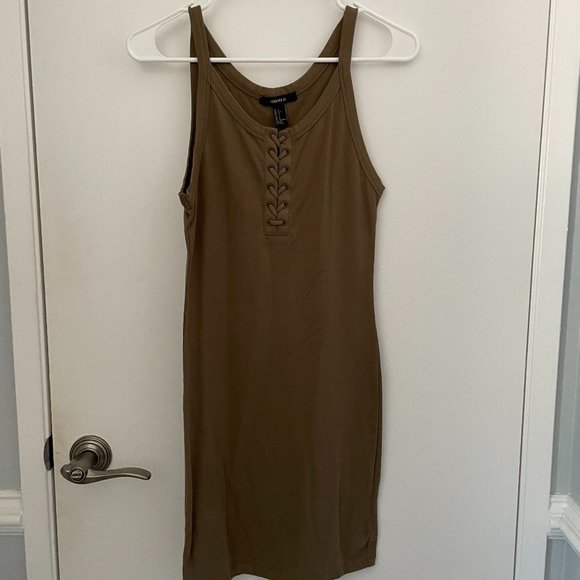 Forever 21 Bodycon Tank Top Dress With Lace Up Front - Picture 1 of 3